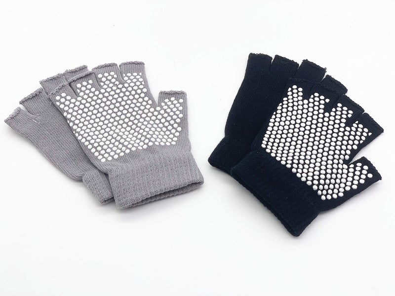YL traV YL TRD V 2 Packs of Non Slip Fingerless Yoga Gloves with Grips for Women (with White Dots) - Image 3